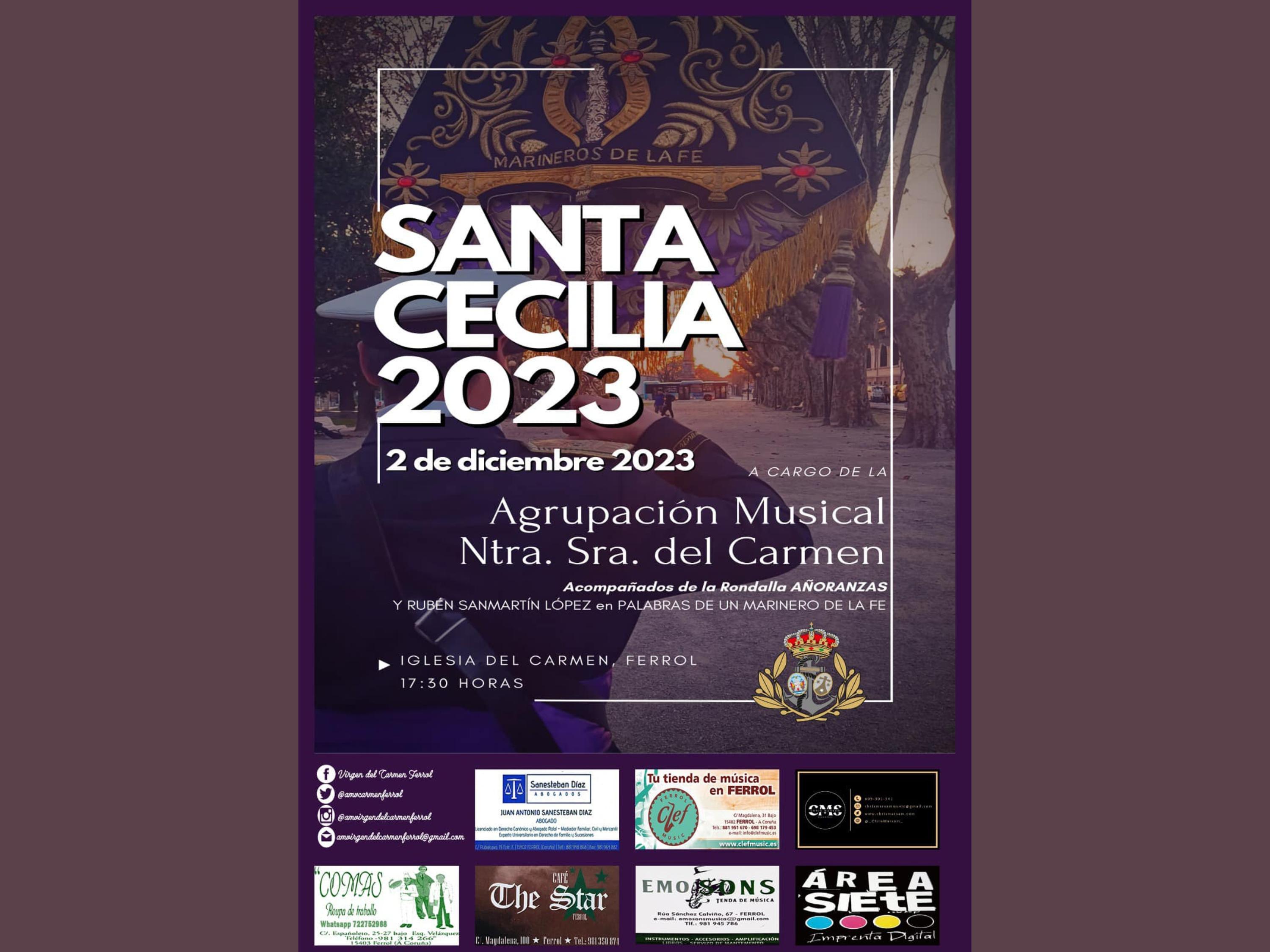 La agrupación Virgen del Carmen actuará con Añoranzas este sábado, en su concierto de Santa Cecilia