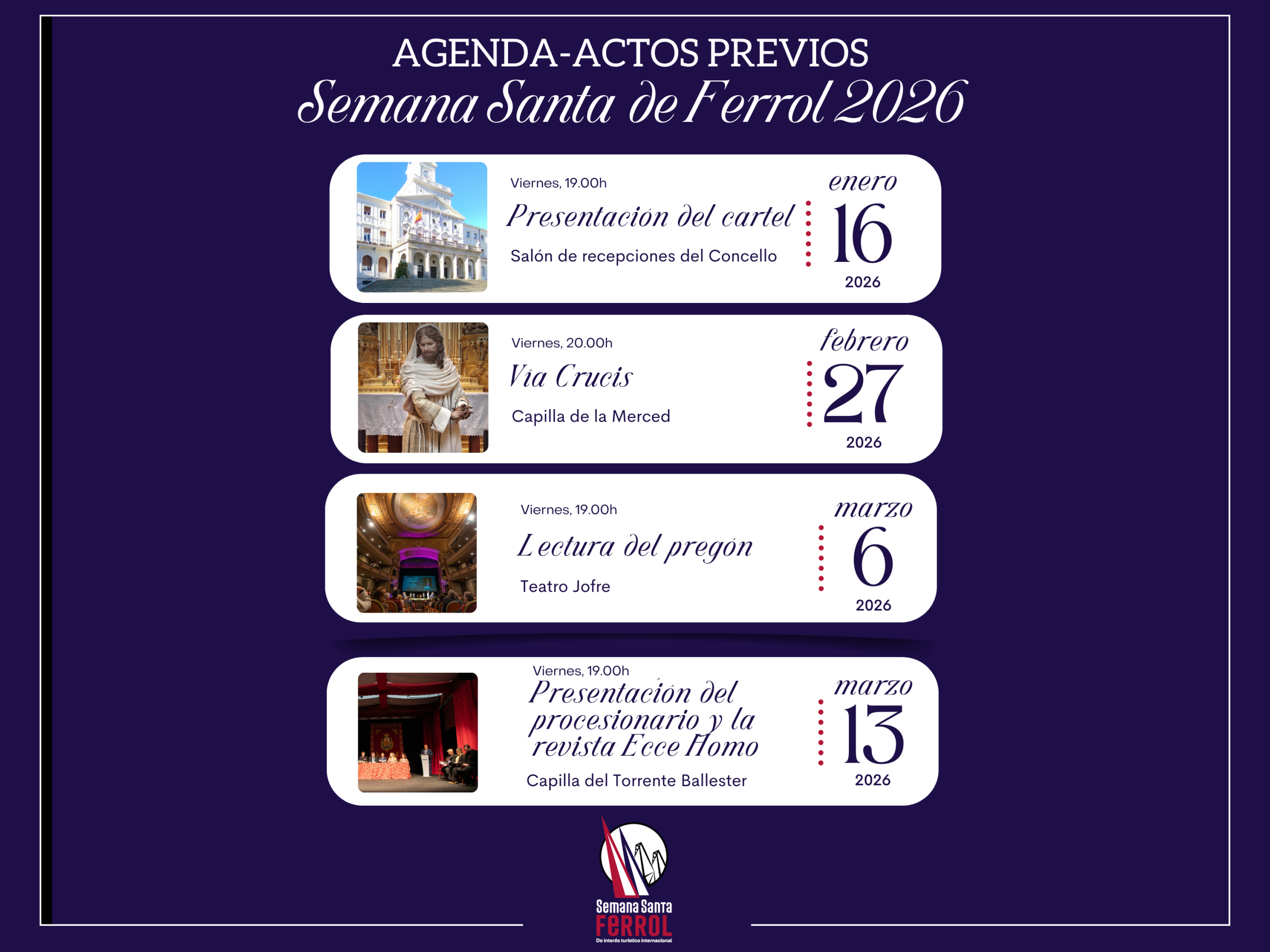 A Xunta de Confrarías presenta este venres o cartel da Semana Santa de Ferrol 2026