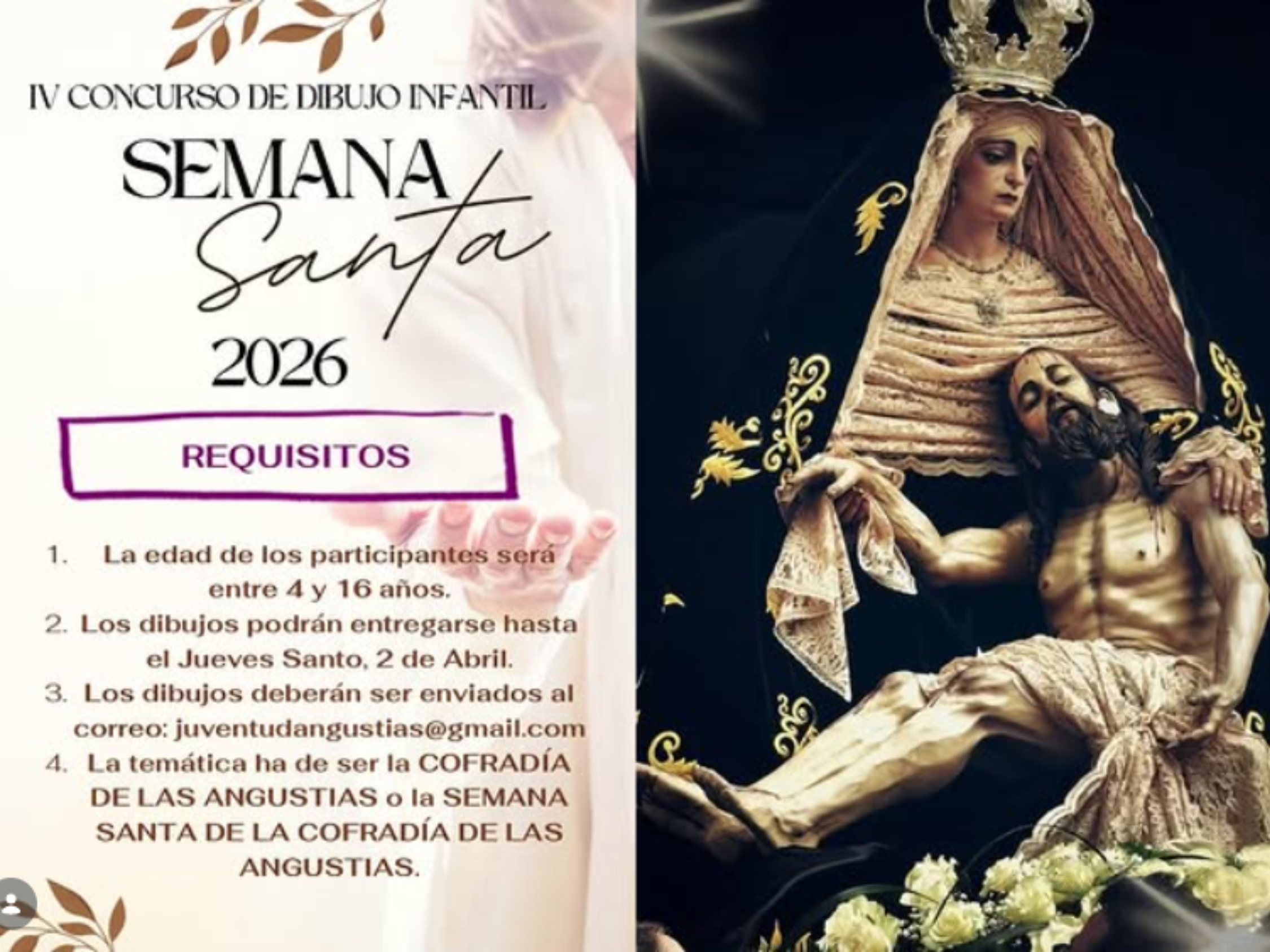 La Cofradía de las Angustias convoca su concurso de dibujo infantil